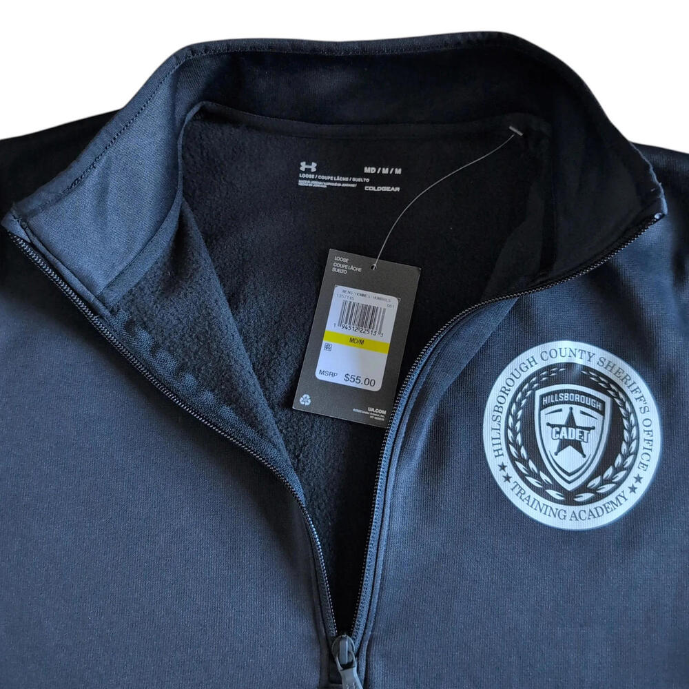 NWT Under Armour Pullover Mens Medium Black ColdGear Quarter Zip Sheriff Academy
